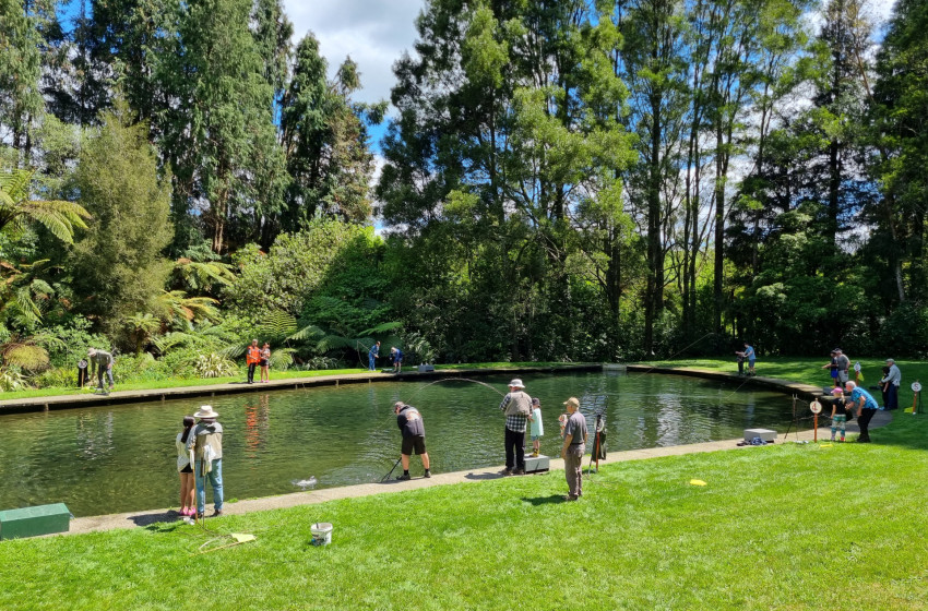Children's fish-out days, Ngongotaha trout hatchery, Rotorua