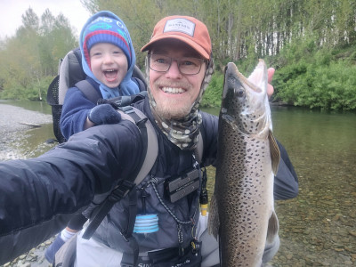 WFR2324.09 Rhys and Nico Adams making the most of the early season spring fishing conditions in the Opihi Catchment.