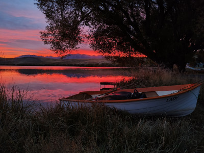 CSIRL250401 'We call this one “Stuart’s Serenity” an early morning row on Lake Alexandrina landed Stu an 8.5lb brown this month.