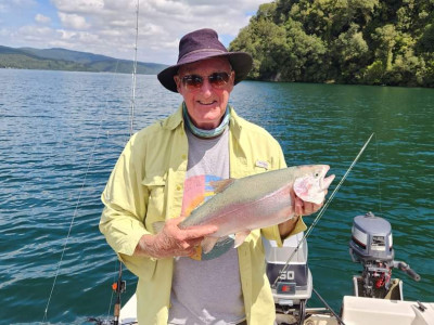 Image 1 Rotoruas Noel Hyde with a cracking Rotoiti rainbow