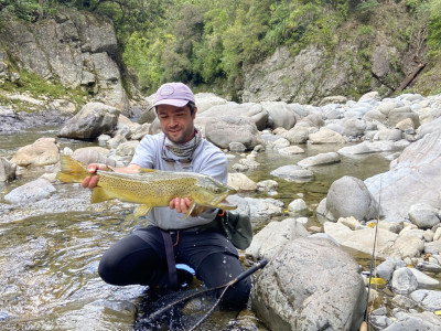Jarrad Hunt with a magnificent 7lb Hutt River brown