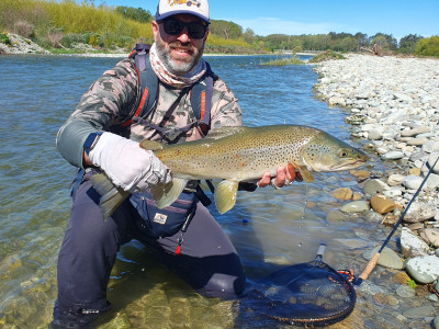 WFR2526.18 Jeremy with a cracker low country river brown trout