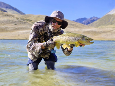 WFR2425 117 Rhys Adams with a prime high country brown trout.