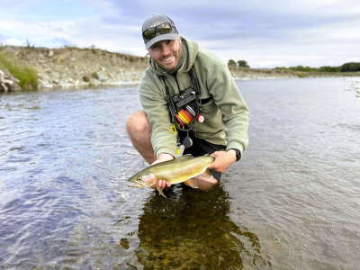 Mason Court utilized a size 14 gold beaded pheasant tail to account for this lovely coloured rainbow trout - Christi Viljoen.