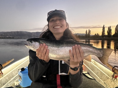 WFR2425 103 Happy angler Elisa Gavioli with an excellent condition rainbow trout.