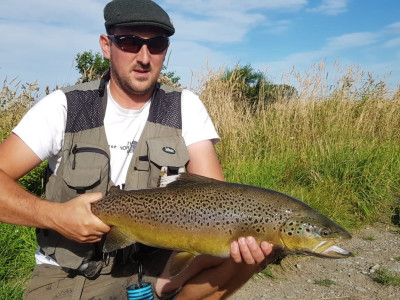 WFR21.43 John Ferran and his biggest trout landed on fly from a creek in the Ashburton District