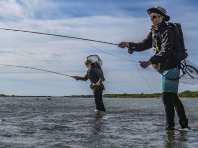 WFR2021.05 Harry Murphy left and Levi Julian fishing the Waitaki on Opening Morning credit R Adams 1