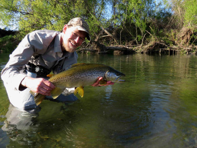 WFR2122.09 The Author caught this big Opihi tributary brown on a size 16 parachute Adams fly