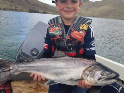 WFR1920.08 Toby Greer with his 7 pound lake Benmore salmon