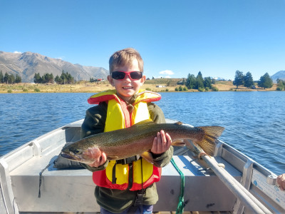 WFR2122.47 Noah Couper caught this hard fighting rainbow on a red toby at Lake Middleton photo Jayde Couper
