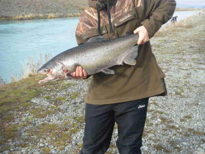 WFR1819.59 Will Pierce caught a 9lb salmon at the Tekapo Canal on Easter Weekend