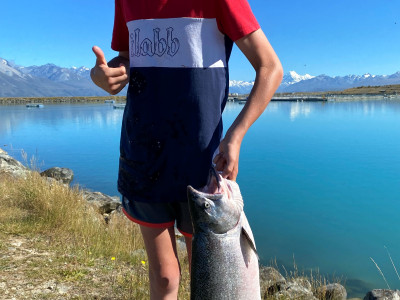 WFR2122.43 Josh House caught his PB salmon 11.7 lb on a 21g Chinook lure at the Tekapo Canal credit Chris House