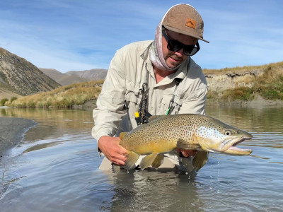 WFR2122.59Jackson Herbert with his high country dry fly munching fish of the trip brown trout credit Rhys Adams