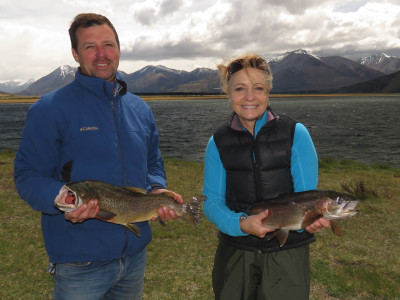 WFR1819.13 Matthew Broatch and Colette Brown successfully fished Lake Heron in the gales credit Rhys Adams
