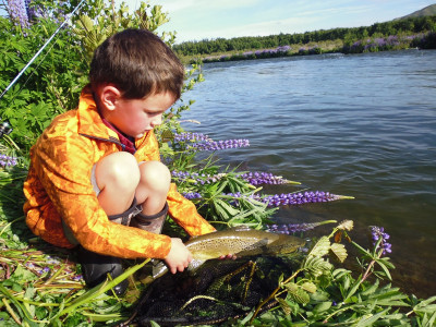 A brown that fell victim to a well presented worm is released by Finn Stevens