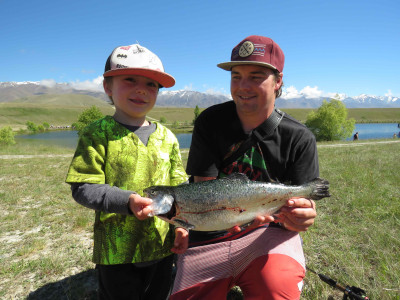 WFR1718.18Kolby Parrant and dad Tom at the Kids Salmon Fishing Day