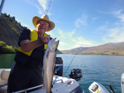 Peter Keller of Christchurch with a 2.5kg brown from Lake Aviemore