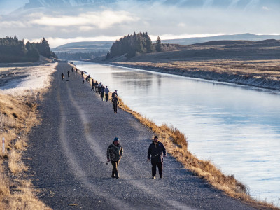 Photo 2 Anglers fish a popular stretch of the upper Tekapo Canal known as the Magic Carpet July 2020 Credit Rhys Adams