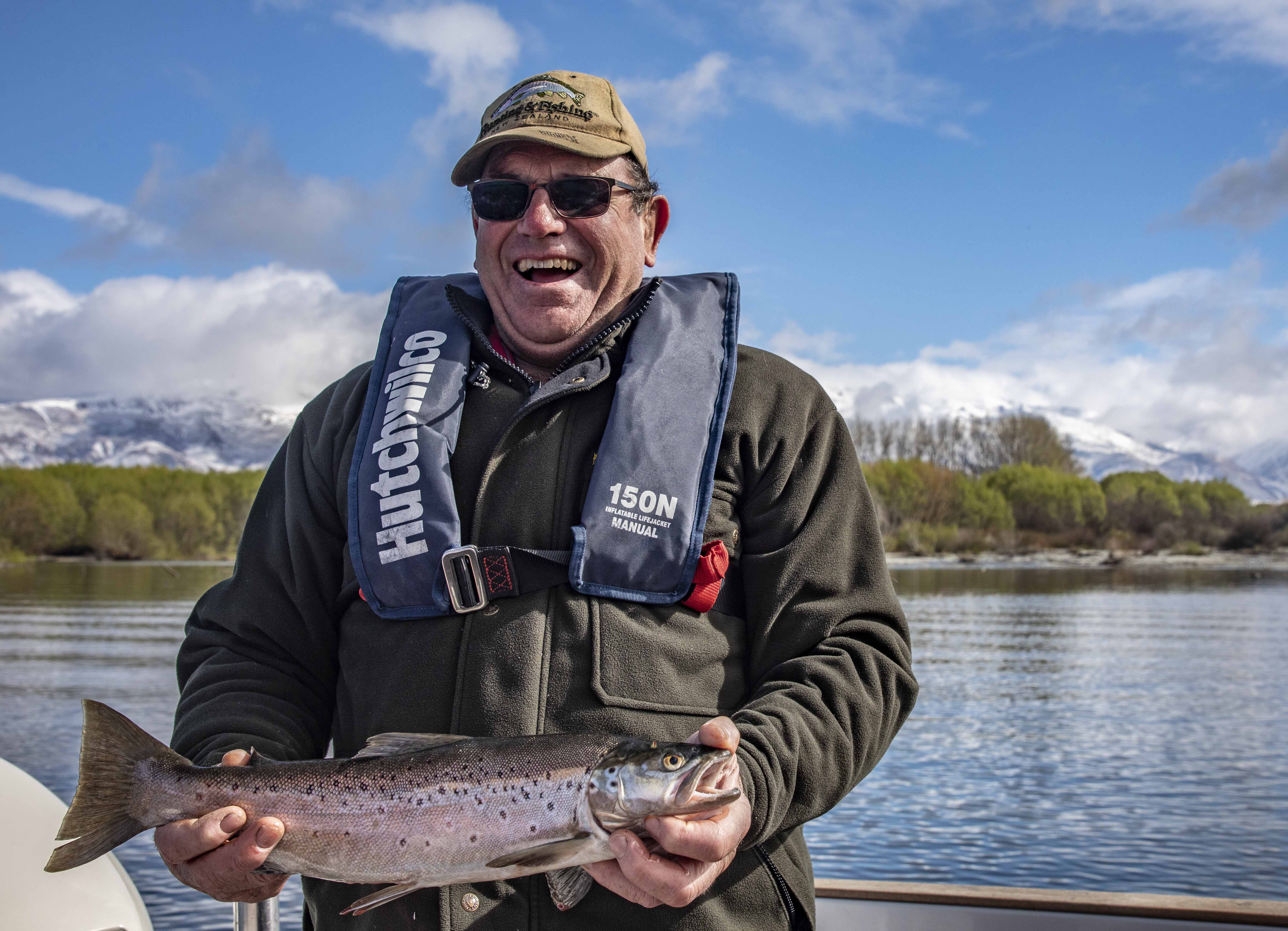 FGNZ7346a Donald Little had success with this brown trout at the confluence of the North Opuha River and the lake 