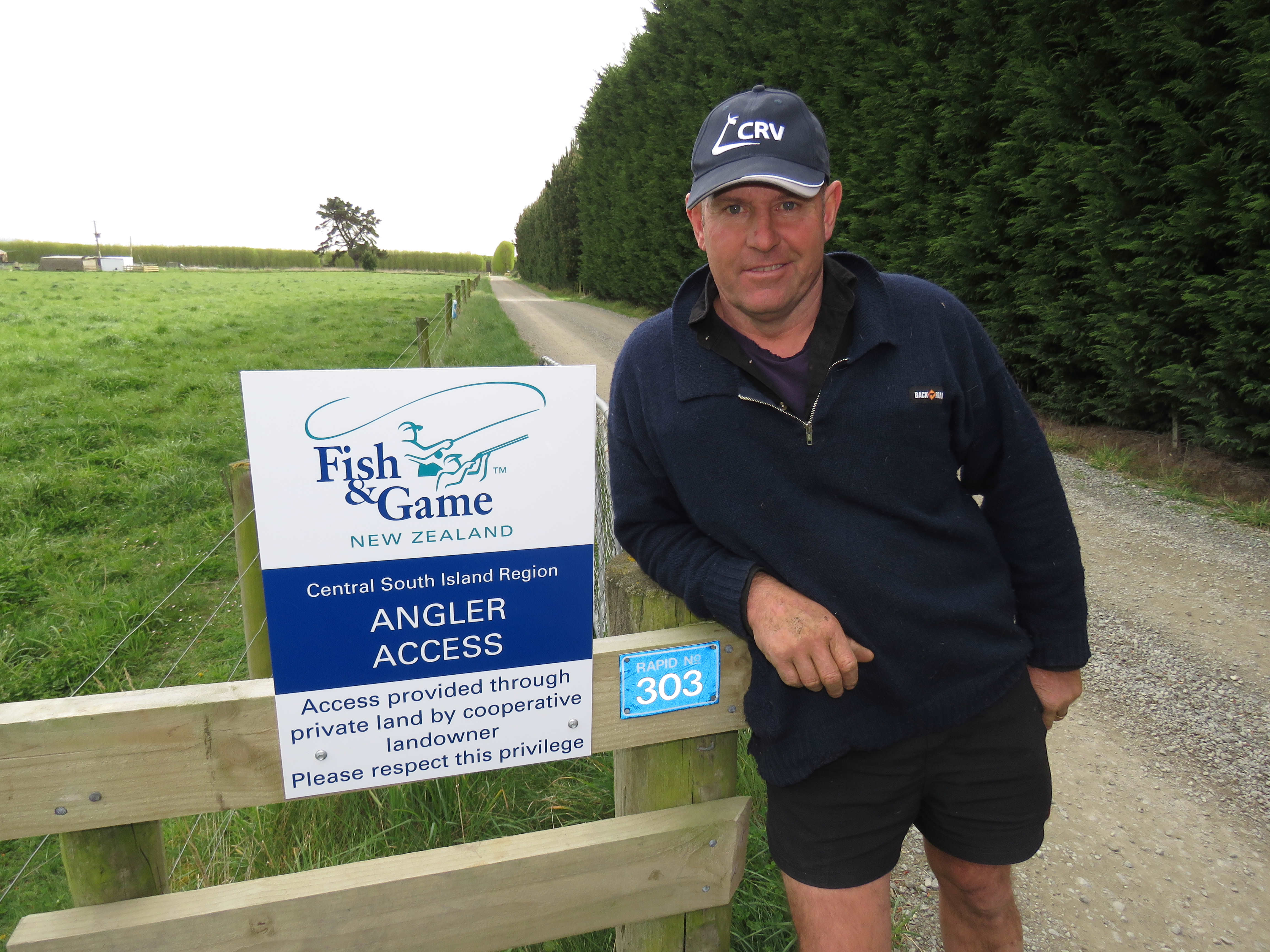 Photo 1 Waitaki farmer Geoff Taylor provides access to angler accross his private land