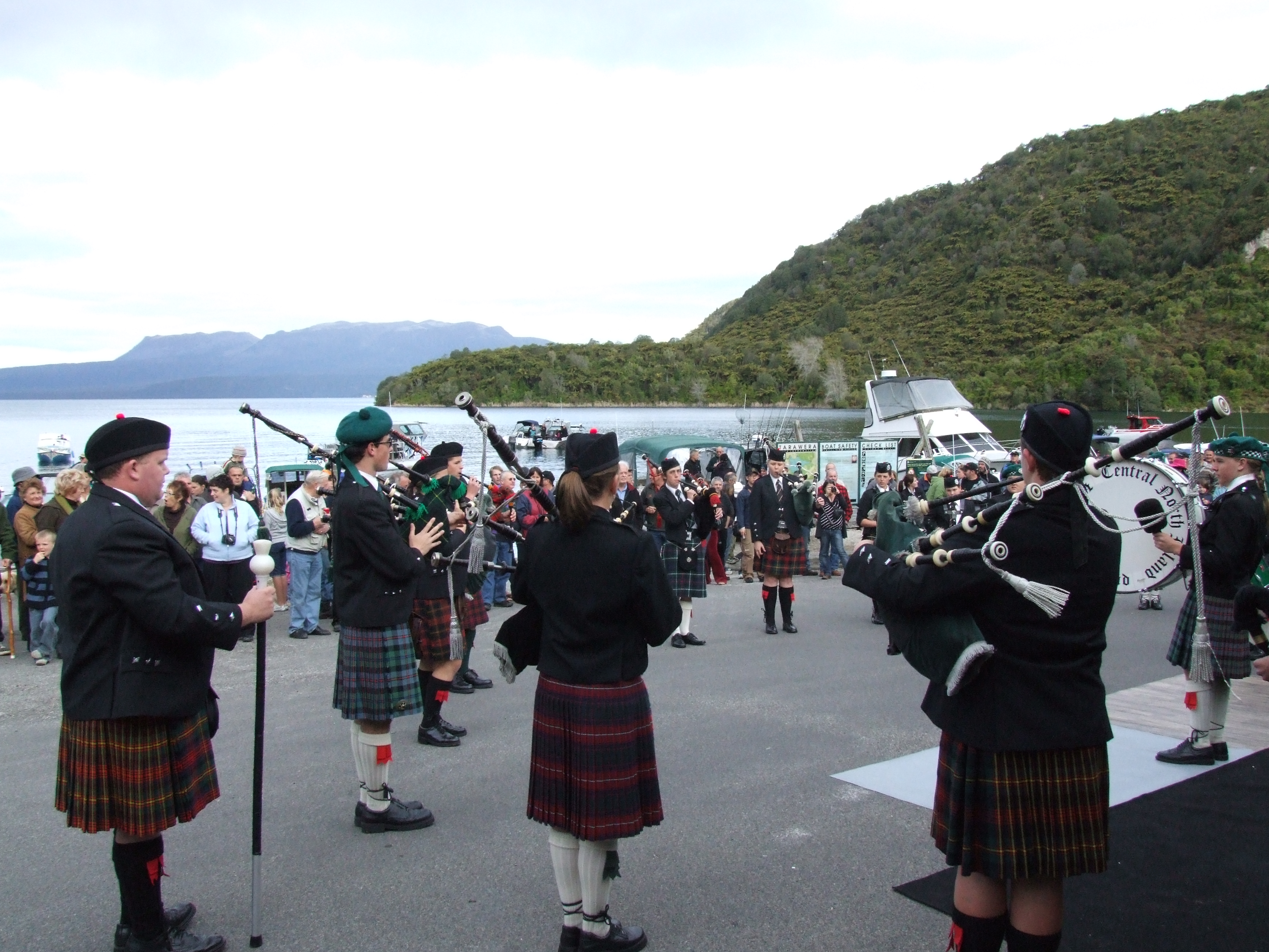 The pipe band at Tarawera get the season underway