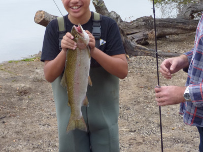 Shaynon Ramage 12 yrs Rerewhakaaitu TAC member 2kg 540mm 3 yr old hatchery release fish3