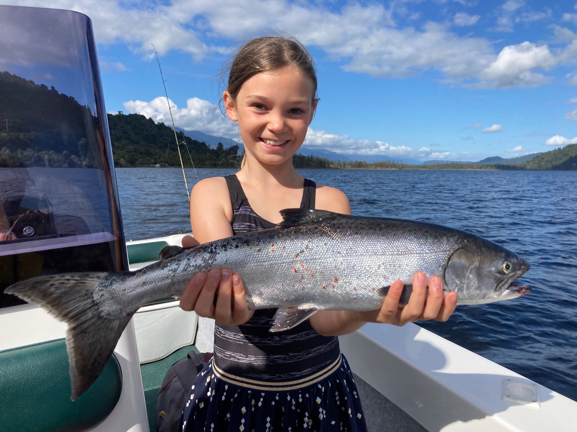 Charlotte Everest with her 520mm Salmon. photo Jonny Everest