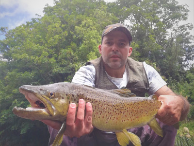 TRL1Feb2020. Carlos Vale with a 72cm brown trout he caught spinning with a gold rapala.