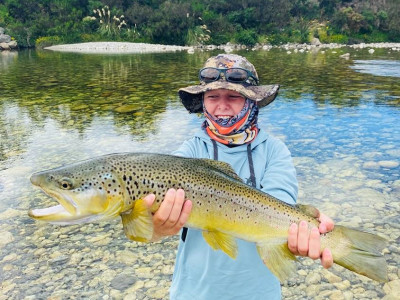 Harry Wilson 12year old with a 6.5 pound trout in Ikamatua area. photo Hamish Wilson