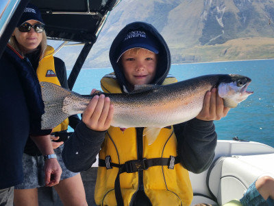 Harry Thomas Walker Leach aged 10 with 2.4kg rainbow trout 28 12 2017