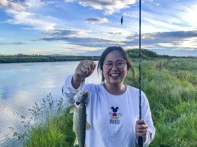 Louisa fishing lower Oreti 1