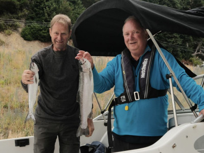 Raymond Ophuis left James Whelan Right Hawea Boat ramp 2023
