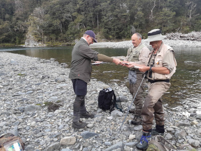 W A Fish Game ranger checking backcountry licences in the Upper Rangitikei Hamish Carnachan