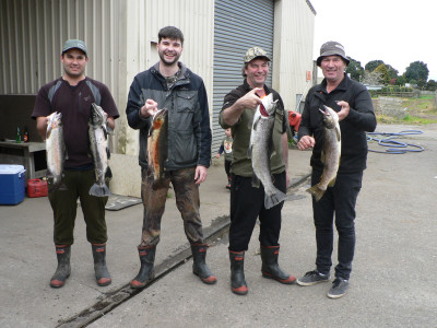 TRL1Nov21. Dylan Mitchell Billy and Pogal Moratti with their trout from opening weekend of the new fishing season.