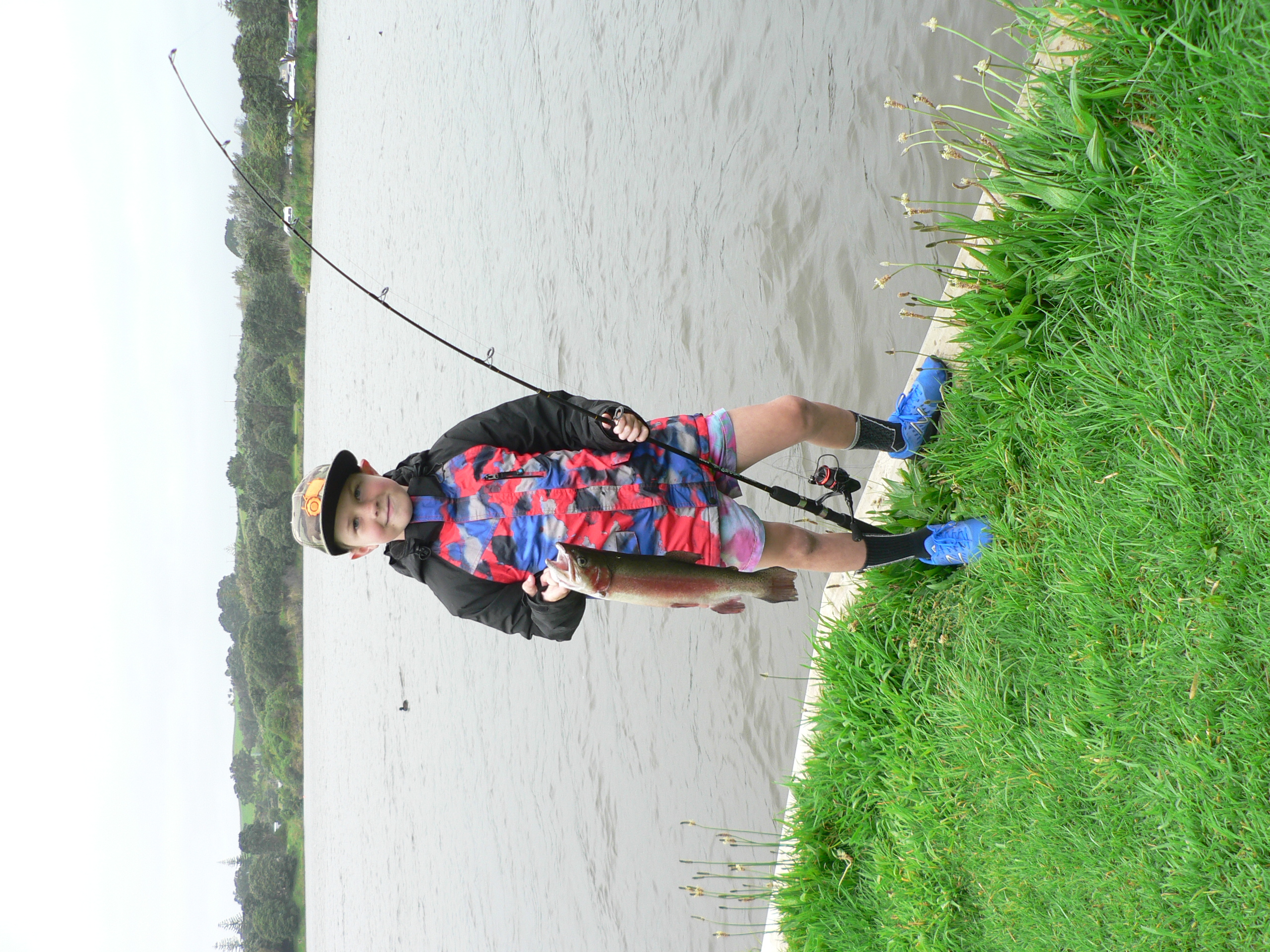 TRL3Sept21. Luca Caldwell with his Lake Rotomanu rainbow trout from the October 2020 event.