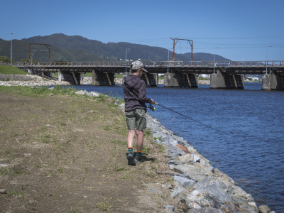 W2 Finn Harding chasing sea run trout in the lower reaches of the Hutt River Andrew Harding