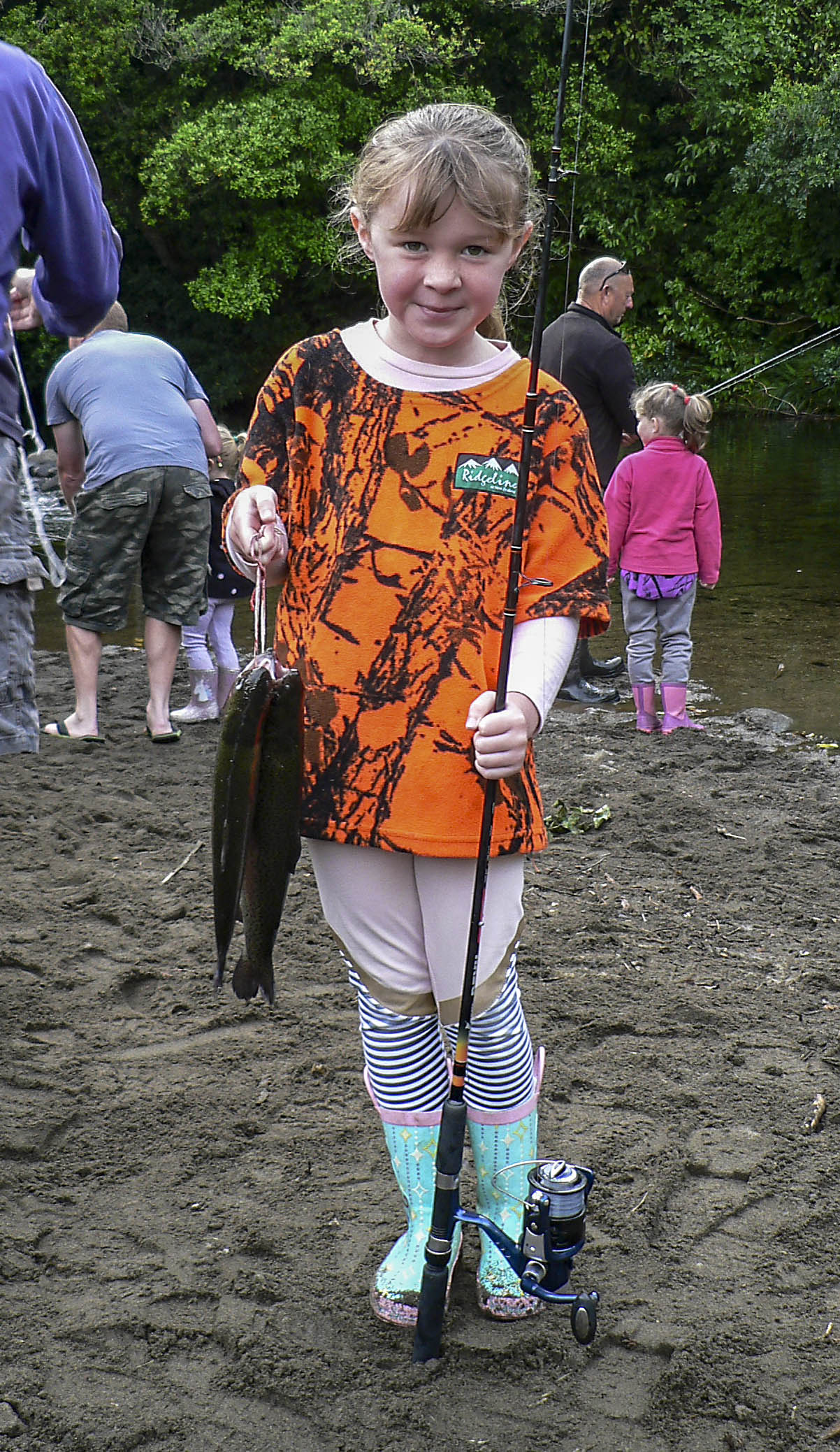 TRL2Jan2020. Scarlett Barnard with her catch from the Stratford kids trout fishing event