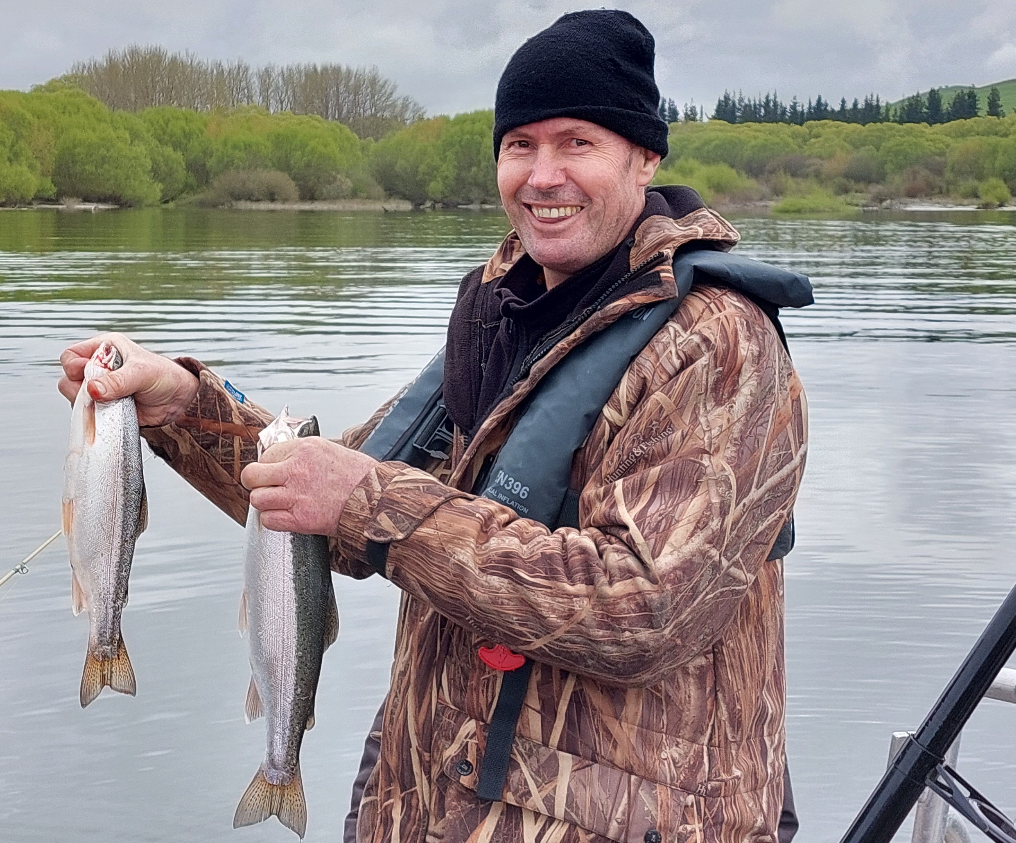 WFR2223.06 Robert Gray from Ashburton had great success trolling Lake Opuha on opening day Photo by Nicola Dellaway
