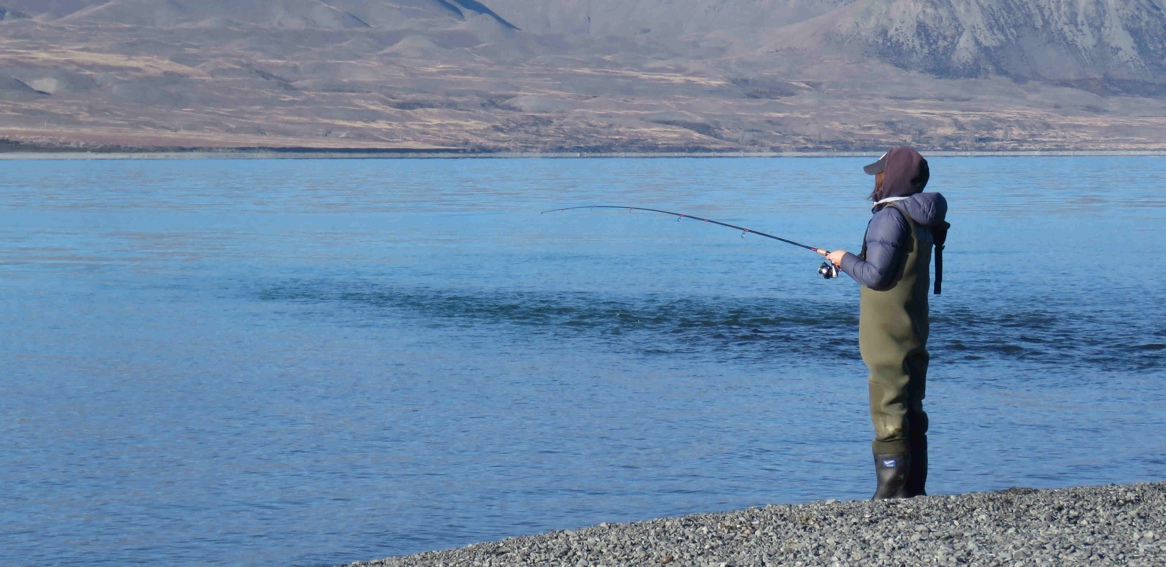 WFR2021.10. October is a great month to fish near inflowing stream mouths at our Large hydro lakes like Lake Tekapo pictured here credit R Adams