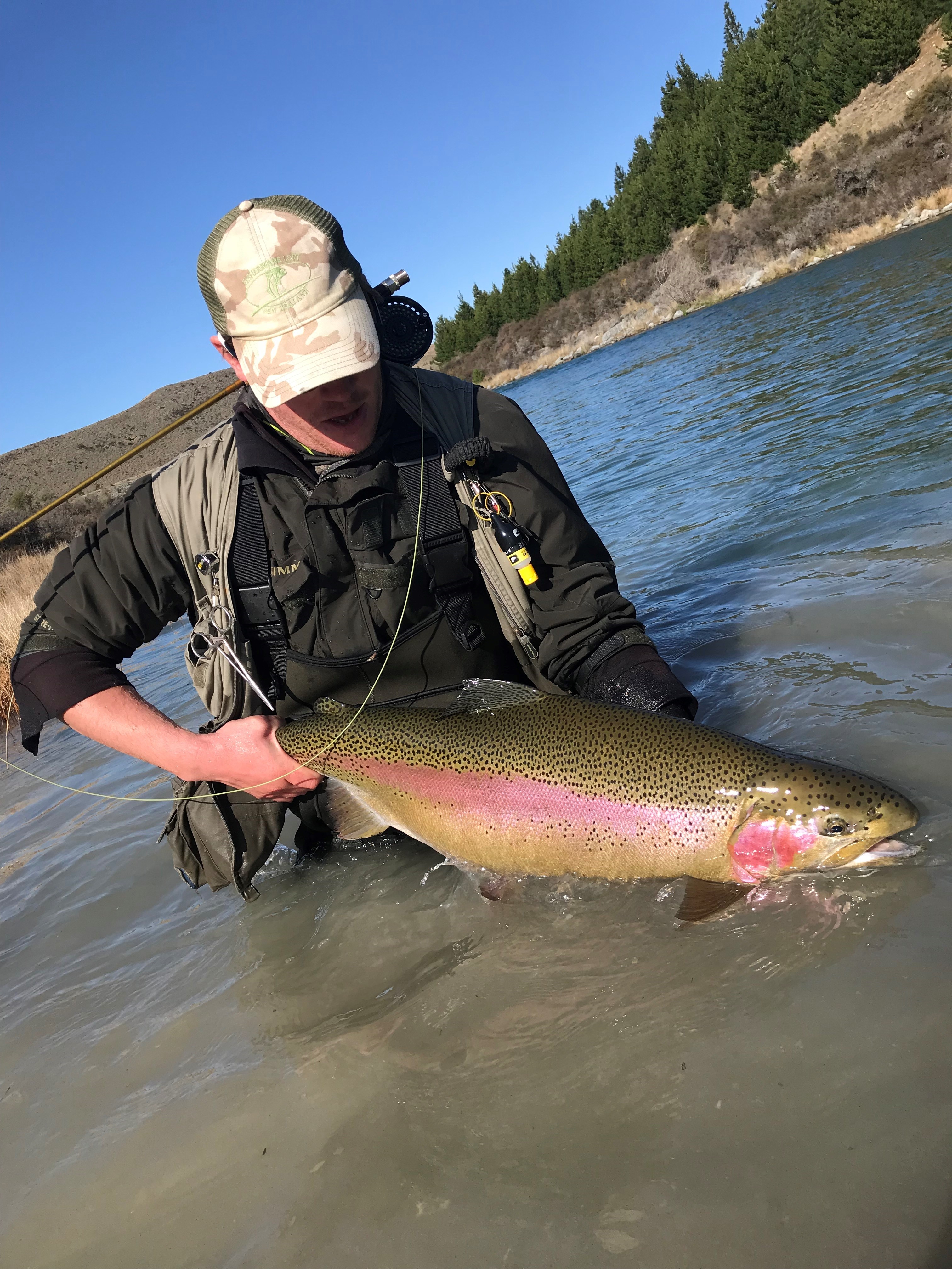 RLcsi1 Ben Sowry with holds a beautiful big Ohau River rainbow trout