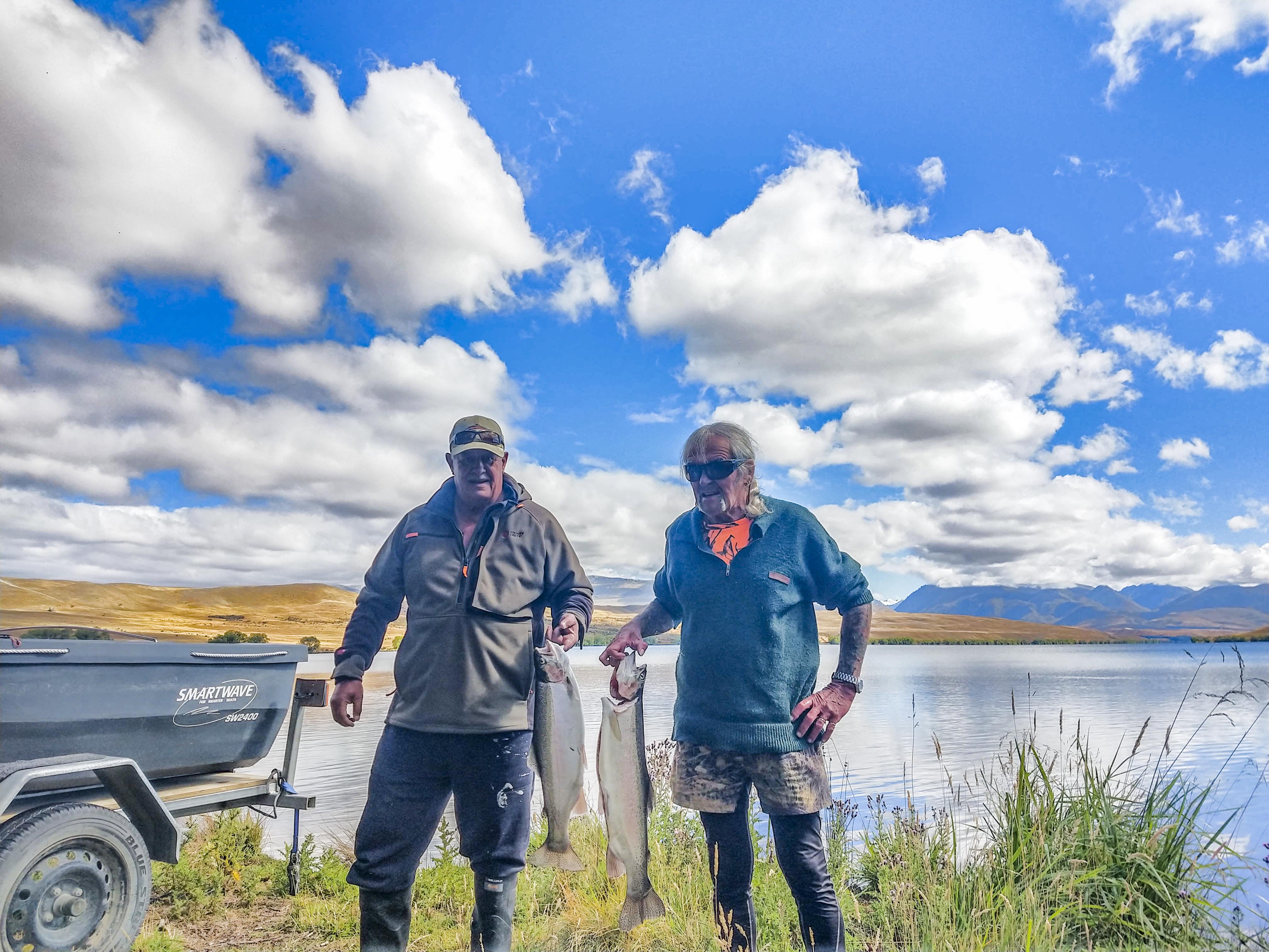 Warren and Billy with their Lake Alex rainbows 1