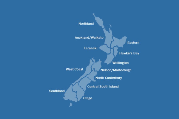 NZ regions blue