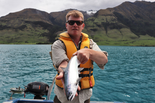 Boat fishing on Southern Lakes