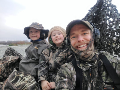 BBcsi1 Kara Adams 4 on her first ever duck hunt with her dad and brother