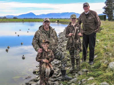 BBcsiMay1 Three generations of duck hunters L R George Wilson 7 Hamish Wilson Harrison Wilson 13 and Peter Wilson 1