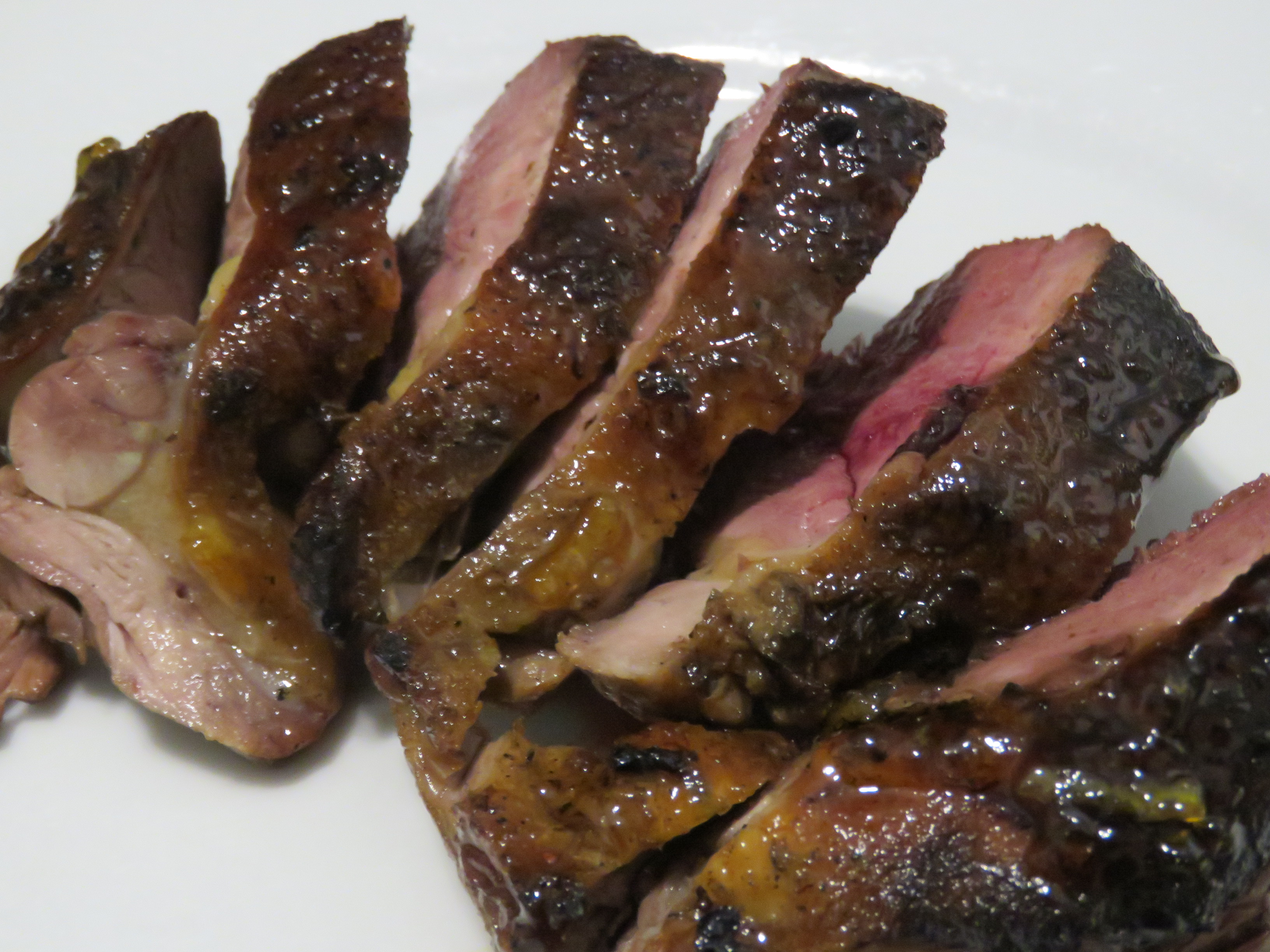 Medium duck breat with marmalade glaze a