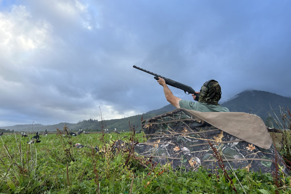 Local hunter Hamish Coates making use of the West Coast summer game bird season. Photo Baylee Kersten