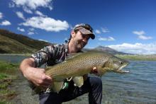 Hamish Carnachan with an upper Oreti River treasure. 2